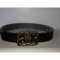 Choc Brown Faux Leather Belt w/Brass Buckle