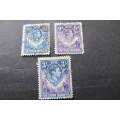 Rhodesia - Northern Rhodesia - 1938-1952 - 41/2d, 9d, and 3/- used stamps