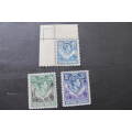 Rhodesia - Northern Rhodesia - 1938-1952 - 41/2d, 2/6, and 3/- mint stamps