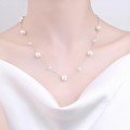 Sterling Silver Pearl Accented Sweater Chain Necklace