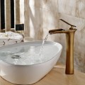 TUQIU Luxury Waterfall Tall Bathroom Basin Faucet Antique Colour