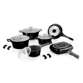 Royalty Line 15-Piece Marble Coating Cookware Set - Burgundy /  CREAM / BLACK