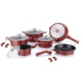 Royalty Line RL-ES2014M 14-Piece Marble Coating Cookware Set BURGUNDY / BLACK / GREY / RED & BLACK
