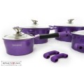 Royalty Line RL-ES1014C 14-Piece Marble Coating Cookware Set  Burgundy / Black / Purple / Pink