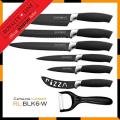 Royalty Line Steel Black Knife Set - 6 Piece Stainless + FREE BONUS (PEELER)