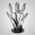 Royalty Line 8-Piece Stainless Steel Knife Set With Rotating Stand - Silver