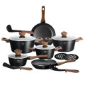 Berlinger Haus 15-Piece Marble Coating Ebony Smoked Wood Line Cookware Set BH-1538