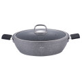Berlinger Haus 28cm Marble Coating Oven safe Shallow Pot with Lid, Gray Stone Touch LIne
