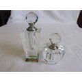 2 Lovely vintage faceted clear glass perfume bottles for 1 bid