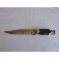 Vintage stag horn handled Original Bowie knife in leather sheath