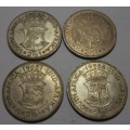 4 x Consecutive SA Elizabeth II silver 2 1/2 Shillings coins - bid per coin to take all