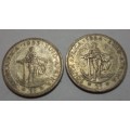 4 x Silver SA Elizabeth II 1 Shilling coins - bid per coin to take all