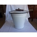 Vintage enamel slop bucket with lid
