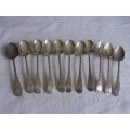 Antique set of 11 Sterling silver teaspoons - 158g