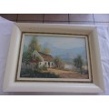 Original framed oil on canvas signed by Reg. A Grattan - "Moms Cottage"