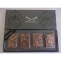 Boxed set of 4 Wenzhou Hatchet fuel cigarette lighters - eagle and truck theme