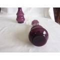 Pair of vintage hand blown opaline amethyst/ milk glass vases