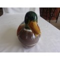 Vintage Caugant porcelain Mallard duck shaped pate terrine with lid