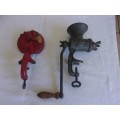 Vintage Harper Beatrice No 3181 hand food grinder and Spong and Co bean slicer for 1 bid