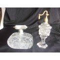 2 Large antique cut glass perfume atomisers for 1 bid