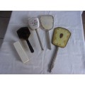 3 Vintage dressing table brushes and 2 hand mirrors for 1 bid