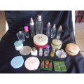 Lot of vintage perfume bottles, nail care and powder jars/ compacts for 1 bid