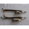 2 Antique German Gesteckpfeife style smoking pipes for 1 bid - unused