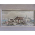 Rare original framed watercolour painting by Malachi Smith (1948-2012) - Fisherman`s Cottage