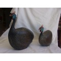 Pair of large limited edition `Feathers of Knysna` hand carved Guinea Fowl