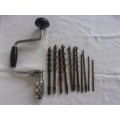 Vintage Stanley No 5044 brace drill & 11 auger bits
