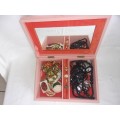 Large lot of vintage costume jewellery in a jewellery box