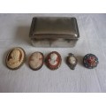 Lot of 4 antique/ vintage cameos and 1 micro mosaic for 1 bid
