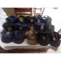 Lot of 15 vintage Law Enforcement caps from USA, Australia & SA for 1 bid