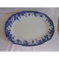 Huge antique Vermont Flow Blue Semi Porcelain meat platter Rd. No. 236650