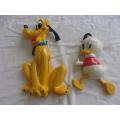 Vintage ceramic Pluto and Huey Duck children`s wall décor hangings for 1 bid