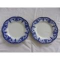 2 Antique Flow Blue Johnson Brothers Jewel pattern dinner plates