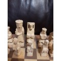 STUNNING LARGE OLD  CHESS SET individually carved pieces!