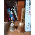 HIGHLY COLLECTABLE VINTAGE SILVERPLATED AND COPPER WITH WOODEN HANDLE TABLE BELLS