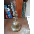 HIGHLY COLLECTABLE  VINTAGE BRASS BELL WITH CAST BRASS LADY FIGURINE HANDLE