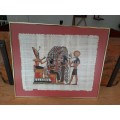 GREAT  Egytian painting on Papyrus paper   57cmx47cm with frame