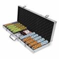 500-count Monte Carlo Poker Chips with Aluminum Case, 14 Gram, 3-Tone Chips | Includes 2 Decks of Ca