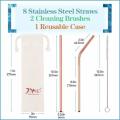 Stainless Steel Straws - Pack of 8 ROSE