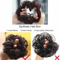 Messy Bun Hair Piece for Women Medium Brown 2PCS Scrunchies Hair Bun Extensions Curly Synthetic Hair
