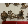 SOLID BRASS ANTIQUE PIANO CANDELABRA SETS - WALL SCONCES