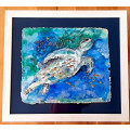 Framed Sea Turtle Hand Painted Water Colour Painting