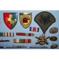 Collection of 51 Military Badges, Buttons and Medal Ribbon Bars
