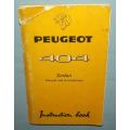 1960's Peugeot 404 Sedan South African Bilingual Owner's Instruction Book