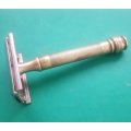 VERY OLD GILLETTE SAFETY RAZOR WITH BRASS HANDLE - MADE IN ENGLAND