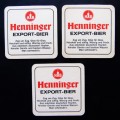 3 Old German Henninger Beer Coasters