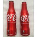 2 Coca Cola Olympic Partner Metal Bottles with Caps